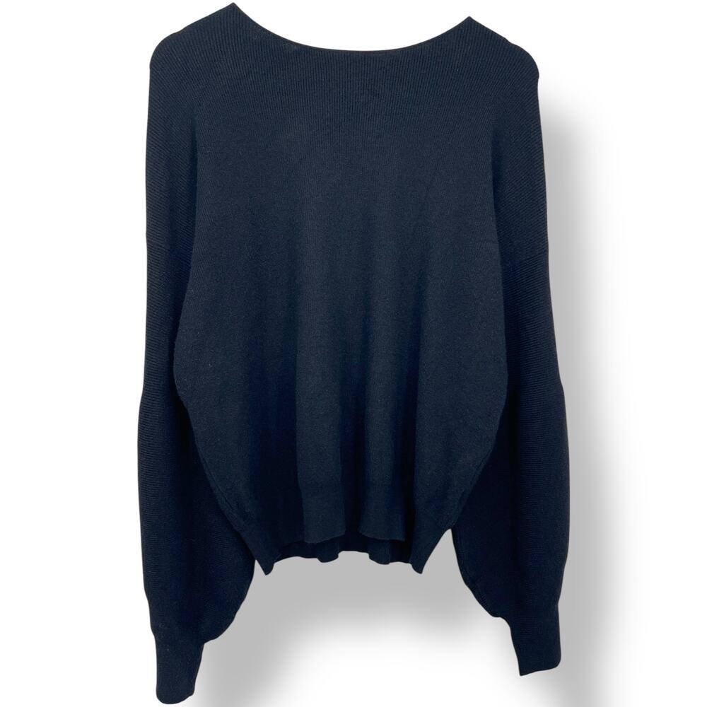 Do + Be Balloon Sleeve Knit Sweater‎ in Black Women's M Scoop Neck